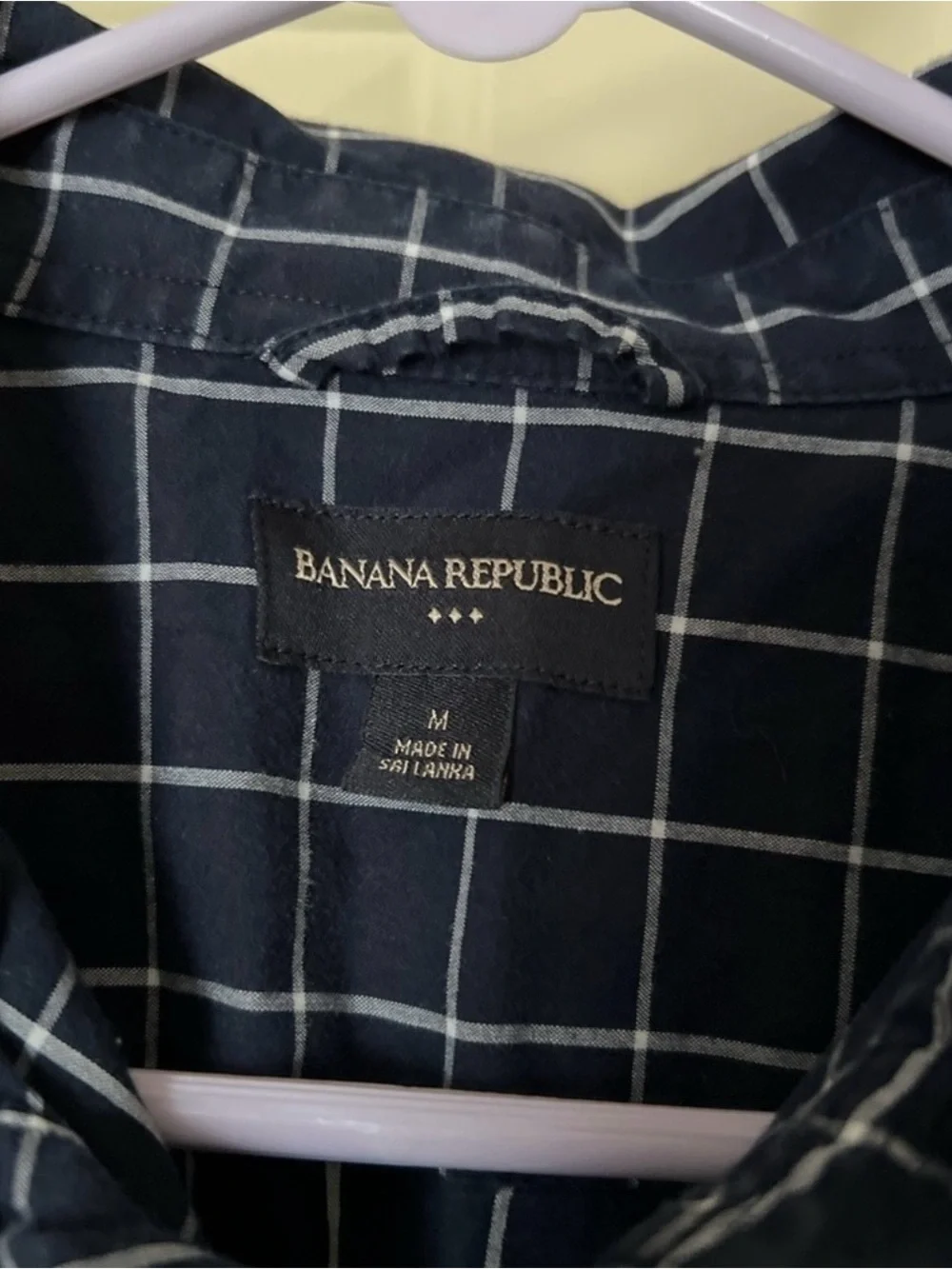Banana Republic Navy Windowpane Button-Down Shirt